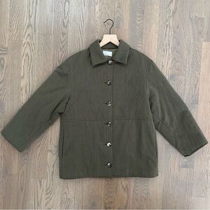 Margon Vintage 80s Insulated Wool Chore Coat Jacket in Brown Olive 42 / Medium
